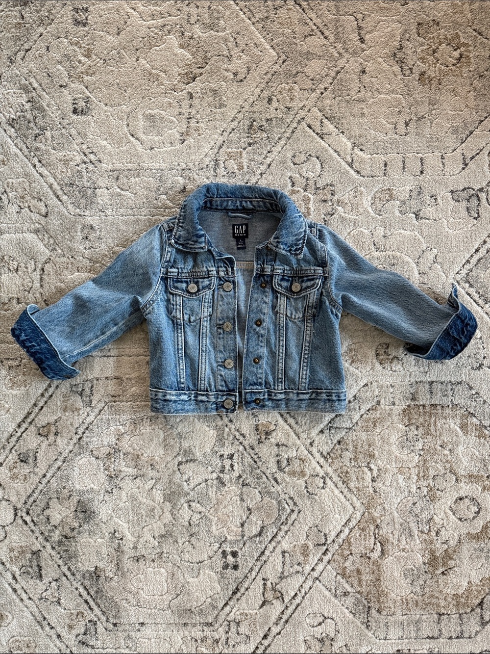 GAP Girls 3T Medium Blue Denim Snap-Front Jacket